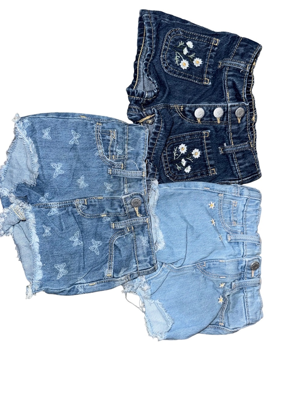 Old Navy 24M Toddler Girl Denim Shorts Bundle Embroidered Distressed